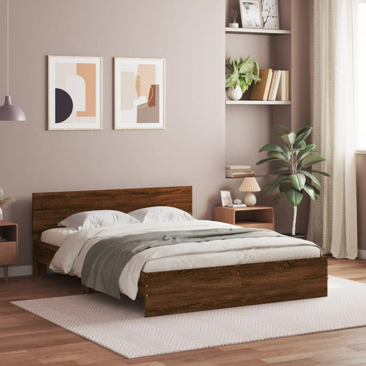 vidaXL Bed Frame | Brown Oak | Engineered Wood | King |  Modern  | Bed Frame