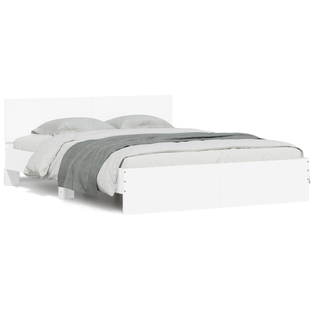 vidaXL Bed Frame | White | Engineered wood | 140x200 cm |  Durable  | Bed Frame