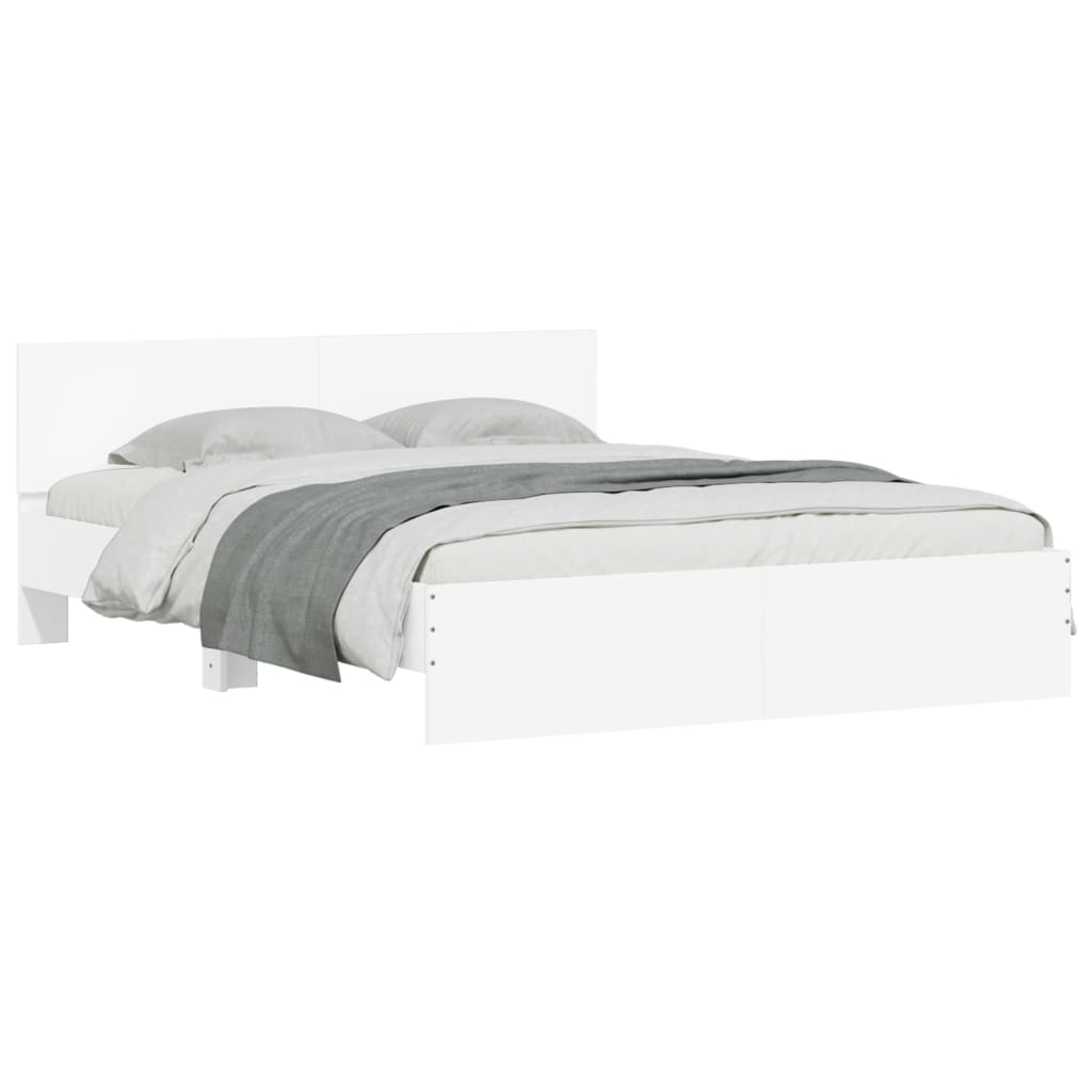 vidaXL Bed Frame | White | Engineered wood | 140x200 cm |  Durable  | Bed Frame