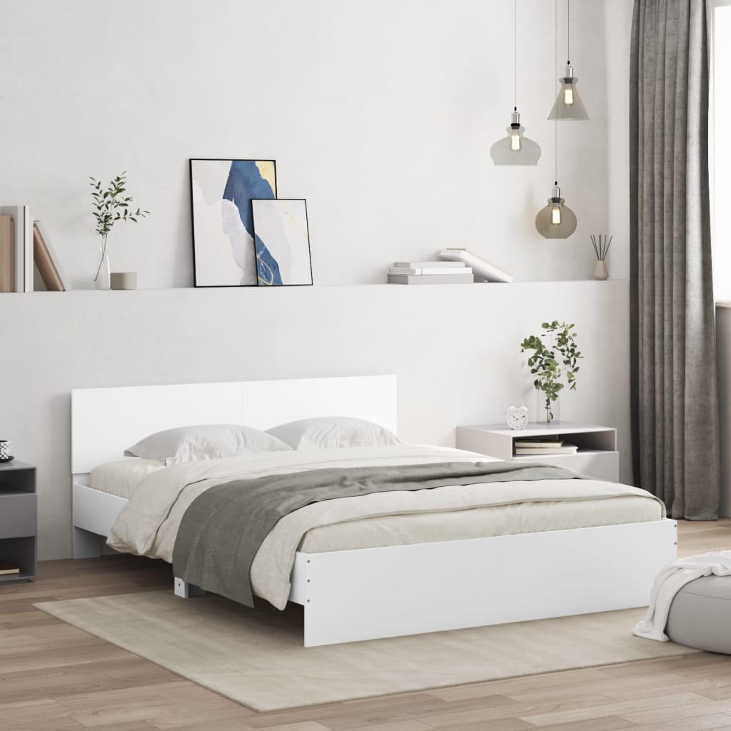vidaXL Bed Frame | White | Engineered wood | 140x200 cm |  Durable  | Bed Frame