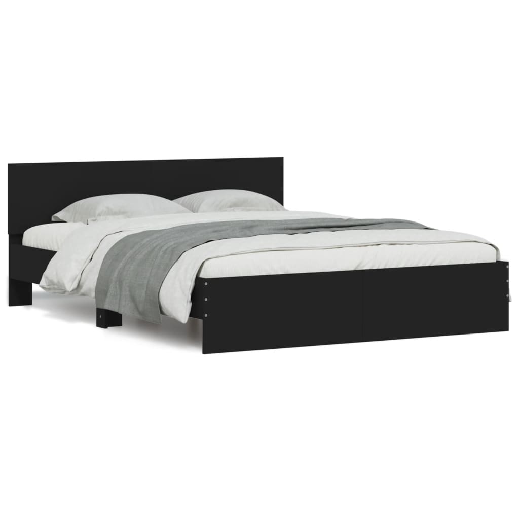 vidaXL Bed Frame | Black | Engineered wood, Plywood | Double | Bed Frame