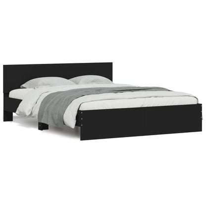 vidaXL Bed Frame | Black | Engineered wood, Plywood | Double | Bed Frame