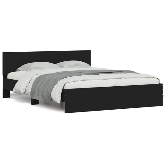 vidaXL Bed Frame | Black | Engineered wood, Plywood | Double | Bed Frame