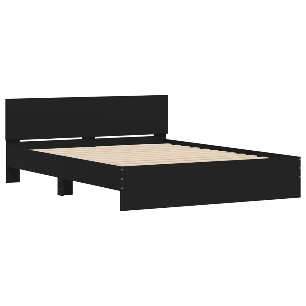 vidaXL Bed Frame | Black | Engineered wood, Plywood | Double | Bed Frame