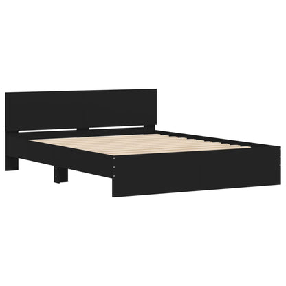 vidaXL Bed Frame | Black | Engineered wood, Plywood | Double | Bed Frame