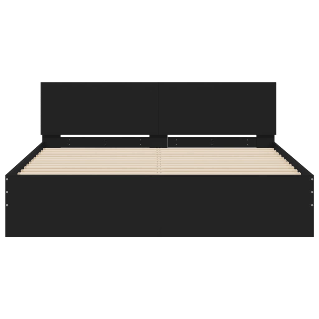 vidaXL Bed Frame | Black | Engineered wood, Plywood | Double | Bed Frame
