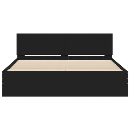 vidaXL Bed Frame | Black | Engineered wood, Plywood | Double | Bed Frame