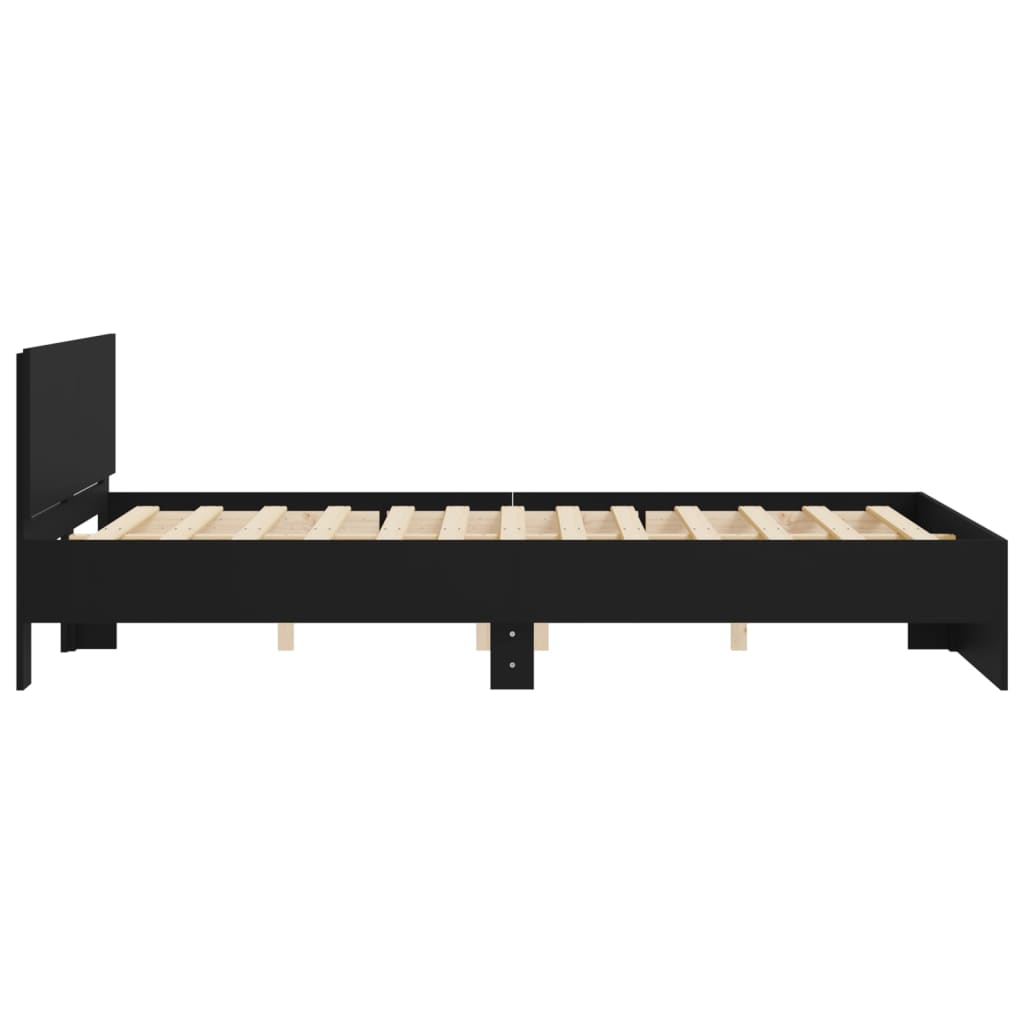 vidaXL Bed Frame | Black | Engineered wood, Plywood | Double | Bed Frame