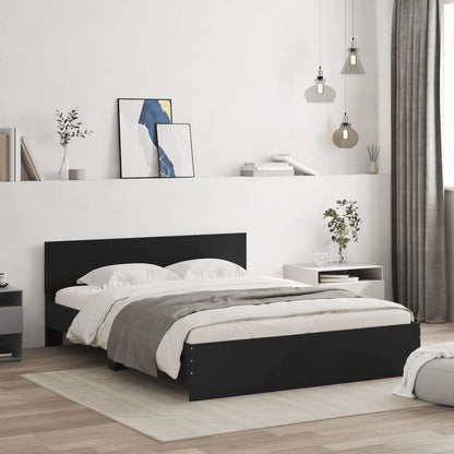vidaXL Bed Frame | Black | Engineered wood, Plywood | Double | Bed Frame