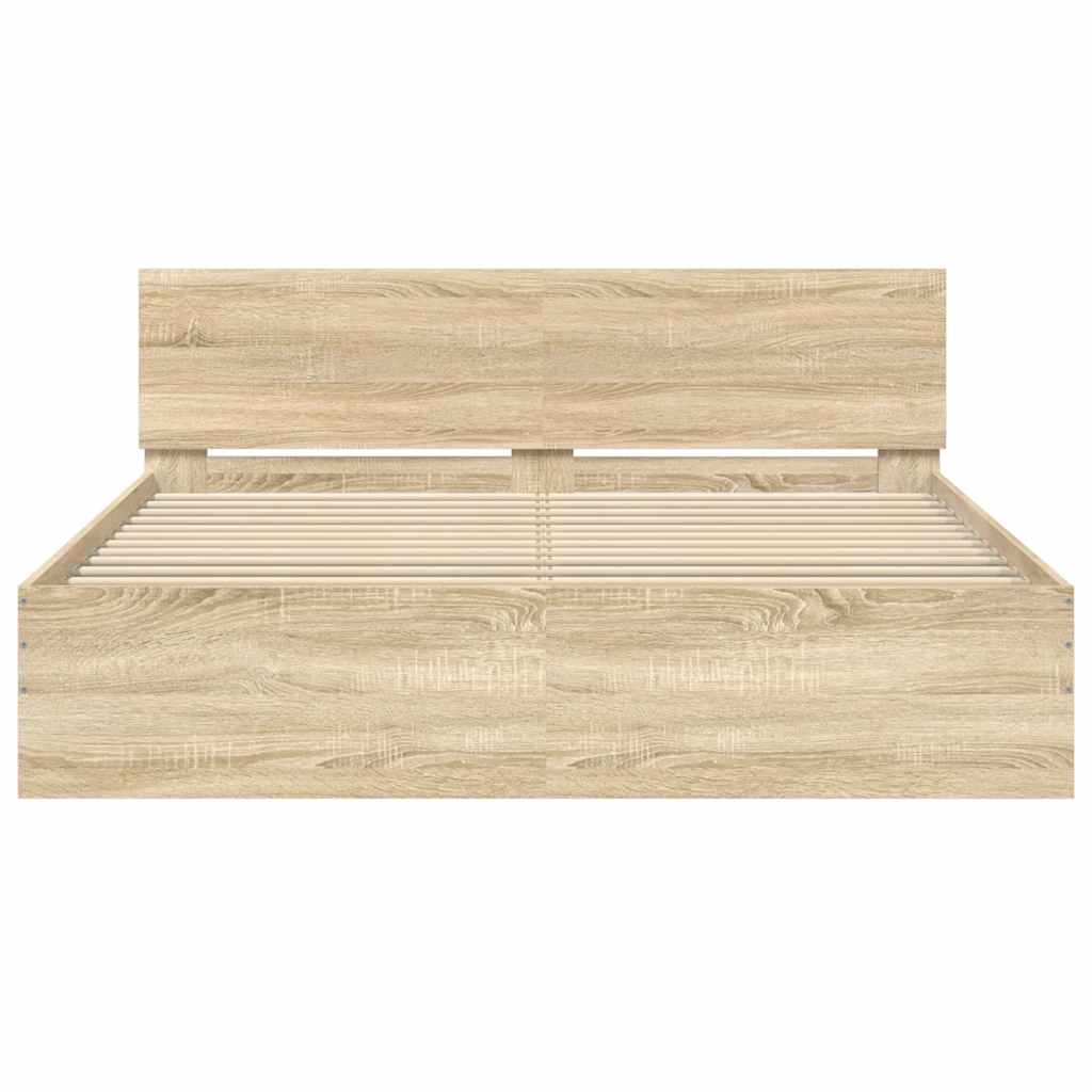 vidaXL Bed Frame | Sonoma oak | Engineered wood, Plywood | Double | Modern