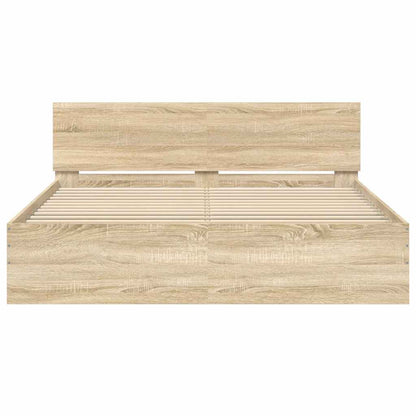 vidaXL Bed Frame | Sonoma oak | Engineered wood, Plywood | Double | Modern