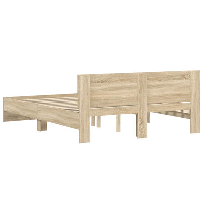 vidaXL Bed Frame | Sonoma oak | Engineered wood, Plywood | Double | Modern
