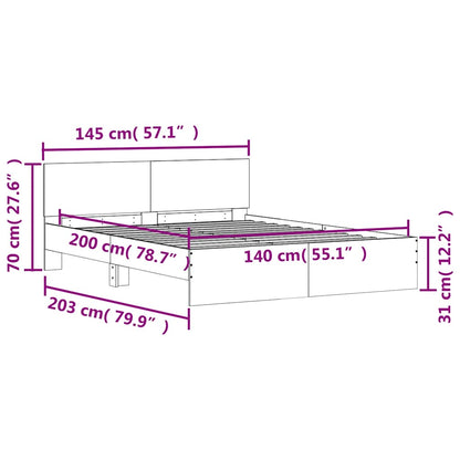 vidaXL Bed Frame | Sonoma oak | Engineered wood, Plywood | Double | Modern
