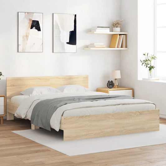 vidaXL Bed Frame | Sonoma oak | Engineered wood, Plywood | Double | Modern