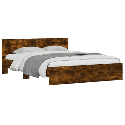 vidaXL Bed Frame | Smoked oak | Engineered wood | 140x200 cm | Durable
