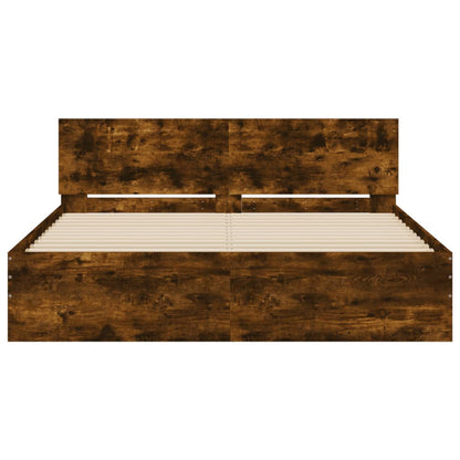 vidaXL Bed Frame | Smoked oak | Engineered wood | 140x200 cm | Durable