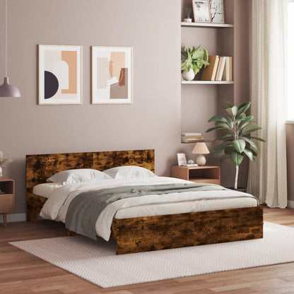 vidaXL Bed Frame | Smoked oak | Engineered wood | 140x200 cm | Durable