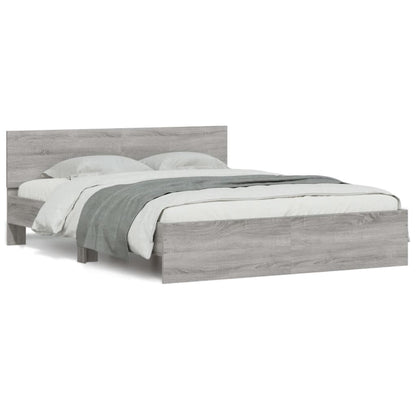 vidaXL Bed Frame | Grey Sonoma | Engineered wood, Plywood | 140x200 cm | Modern