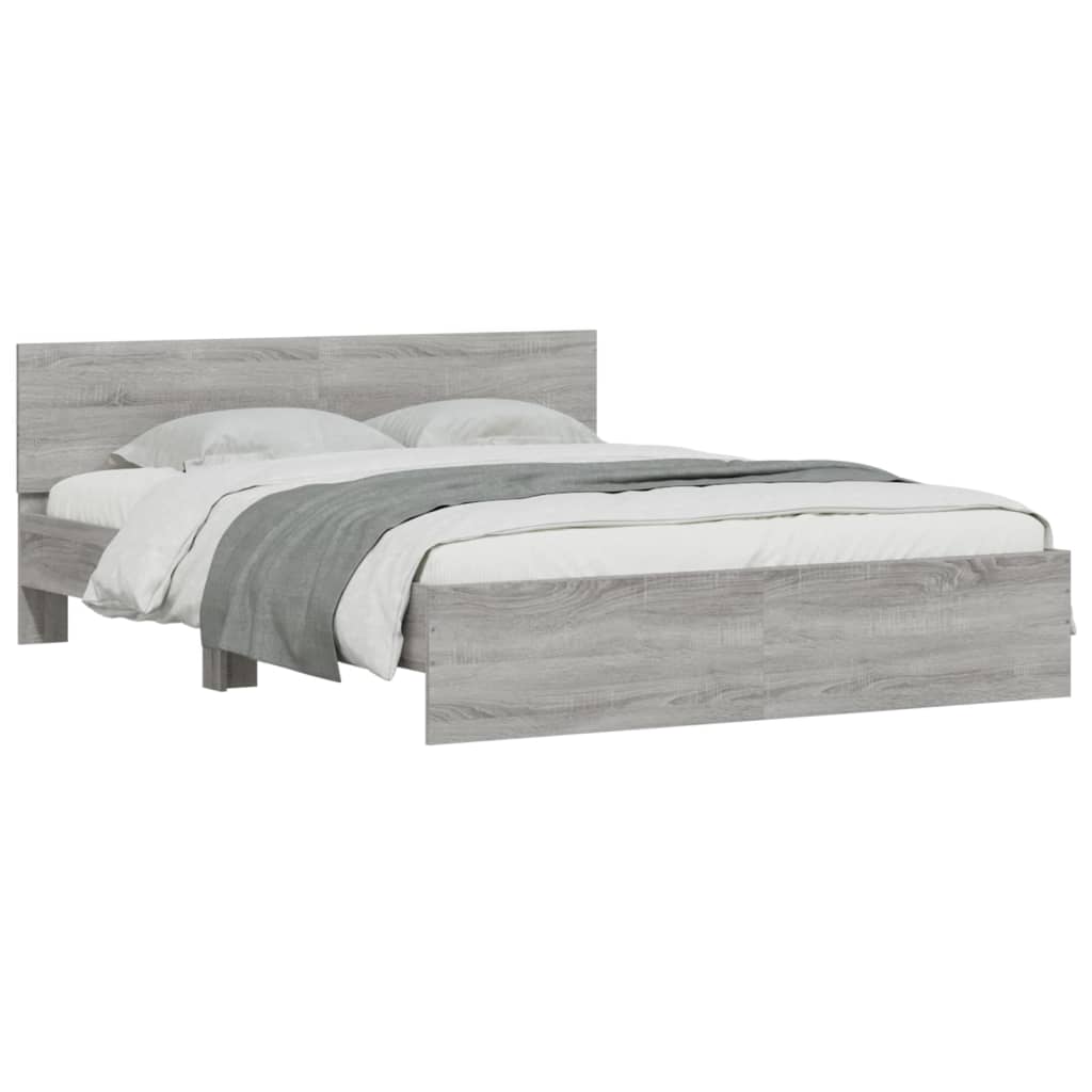 vidaXL Bed Frame | Grey Sonoma | Engineered wood, Plywood | 140x200 cm | Modern