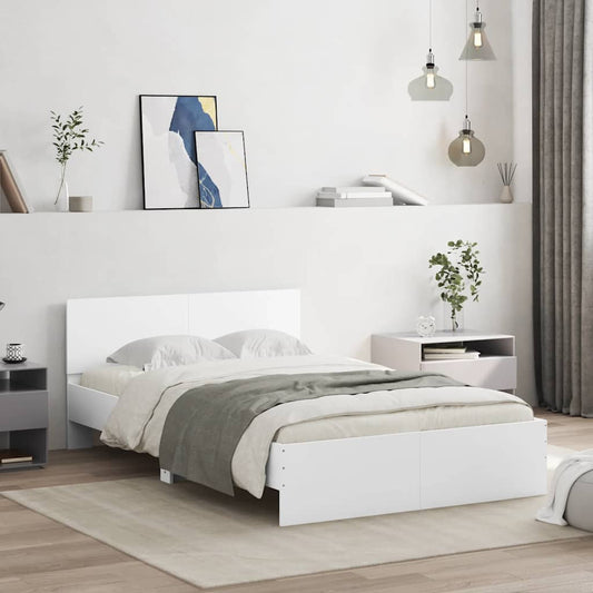 vidaXL Bed Frame | White | Engineered wood | Double | Durable | Bed Frame