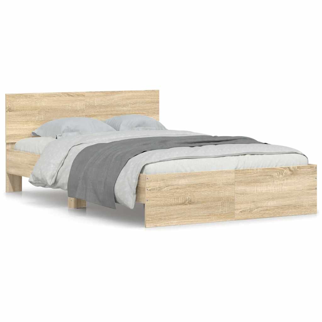 vidaXL Bed Frame | Sonoma oak | Engineered wood, Plywood | 120x200 cm |  Sturdy