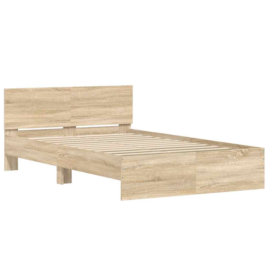 vidaXL Bed Frame | Sonoma oak | Engineered wood, Plywood | 120x200 cm |  Sturdy