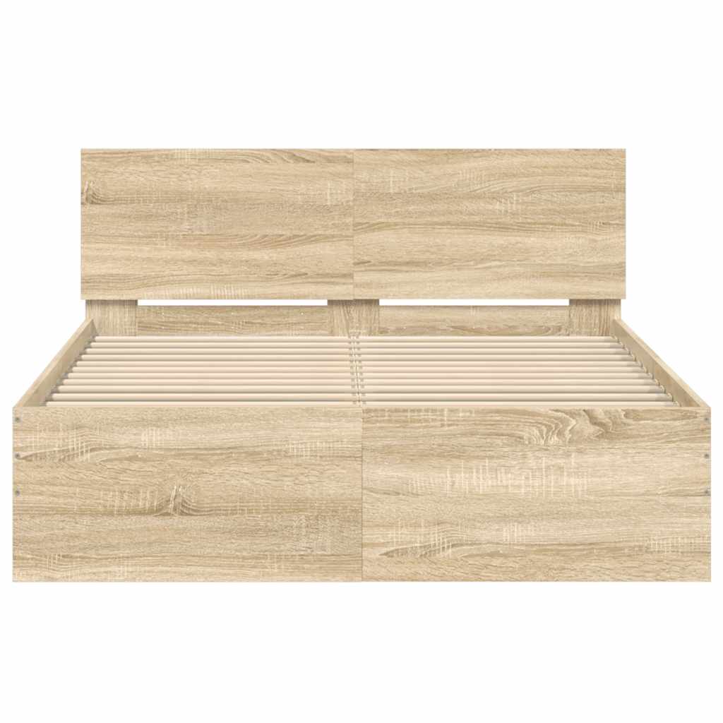 vidaXL Bed Frame | Sonoma oak | Engineered wood, Plywood | 120x200 cm |  Sturdy