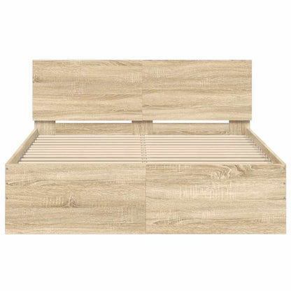 vidaXL Bed Frame | Sonoma oak | Engineered wood, Plywood | 120x200 cm |  Sturdy