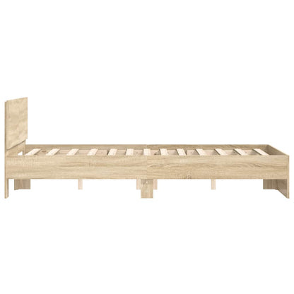 vidaXL Bed Frame | Sonoma oak | Engineered wood, Plywood | 120x200 cm |  Sturdy