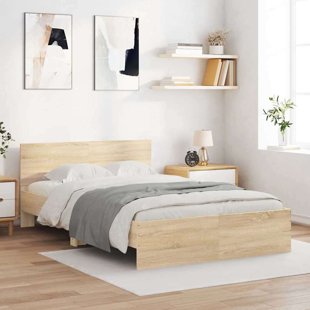 vidaXL Bed Frame | Sonoma oak | Engineered wood, Plywood | 120x200 cm |  Sturdy