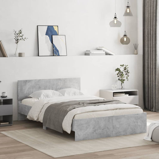 vidaXL Bed Frame | Concrete Grey | Engineered wood | 120x200 cm | Durable