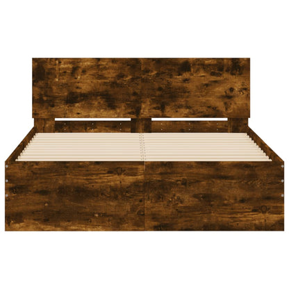 vidaXL Bed Frame | Smoked Oak | Engineered wood, Plywood | Standard Double