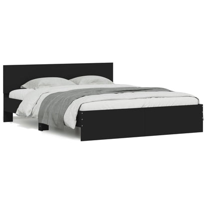 vidaXL Bed Frame | Black | Engineered wood, Plywood | 140 cm x 190 cm | Durable
