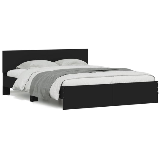 vidaXL Bed Frame | Black | Engineered wood, Plywood | 140 cm x 190 cm | Durable