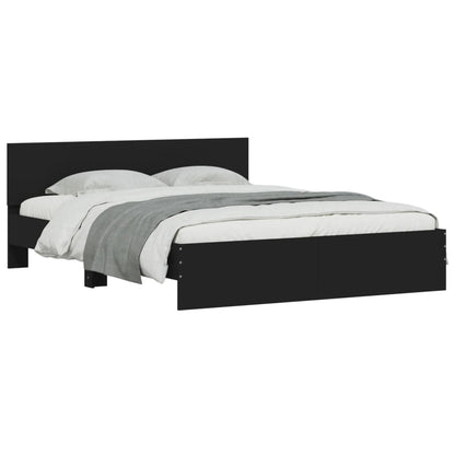 vidaXL Bed Frame | Black | Engineered wood, Plywood | 140 cm x 190 cm | Durable
