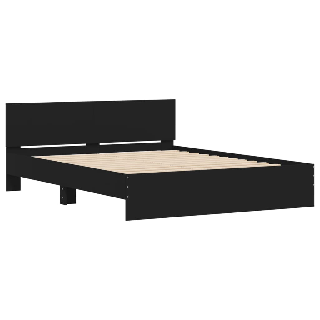 vidaXL Bed Frame | Black | Engineered wood, Plywood | 140 cm x 190 cm | Durable