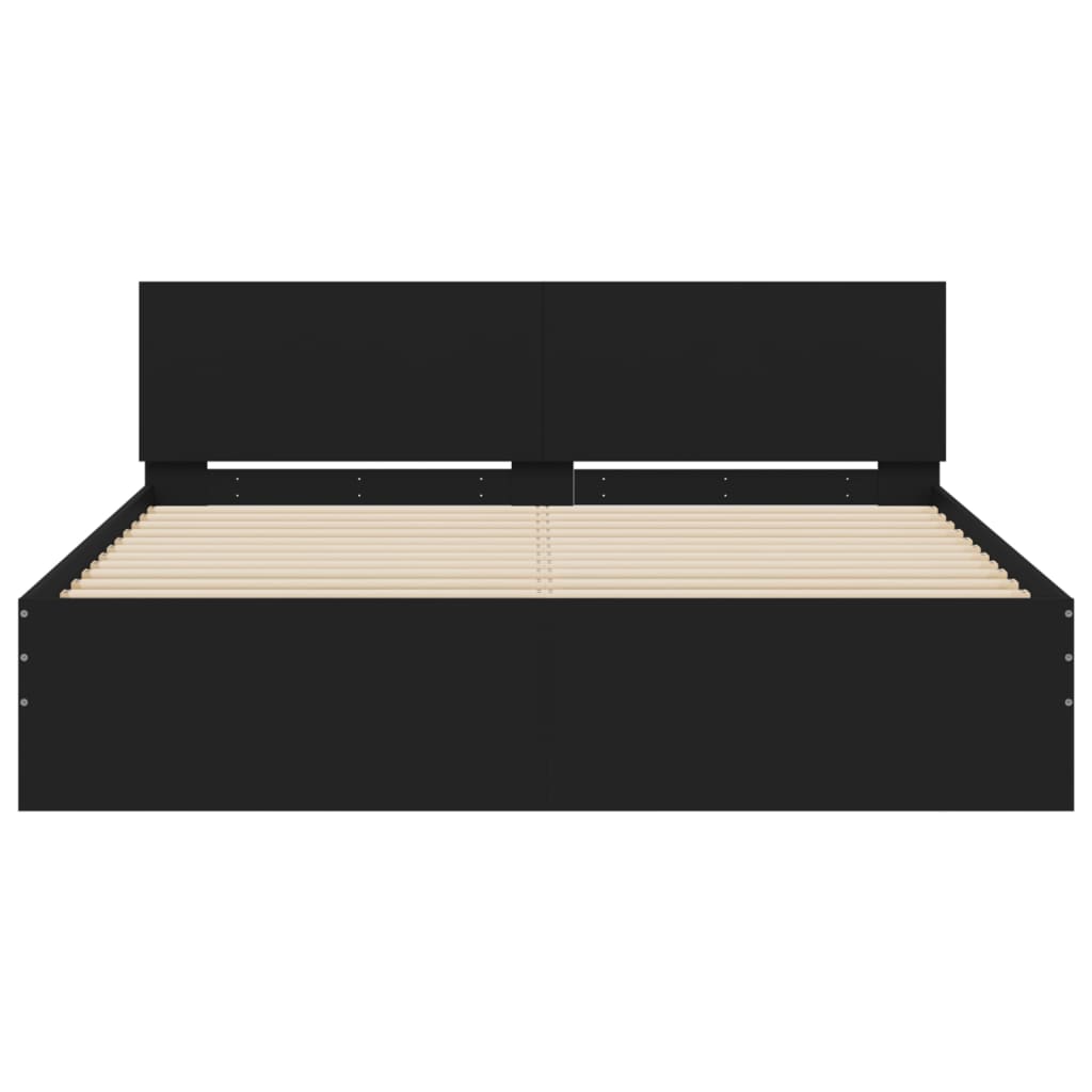 vidaXL Bed Frame | Black | Engineered wood, Plywood | 140 cm x 190 cm | Durable