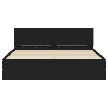 vidaXL Bed Frame | Black | Engineered wood, Plywood | 140 cm x 190 cm | Durable