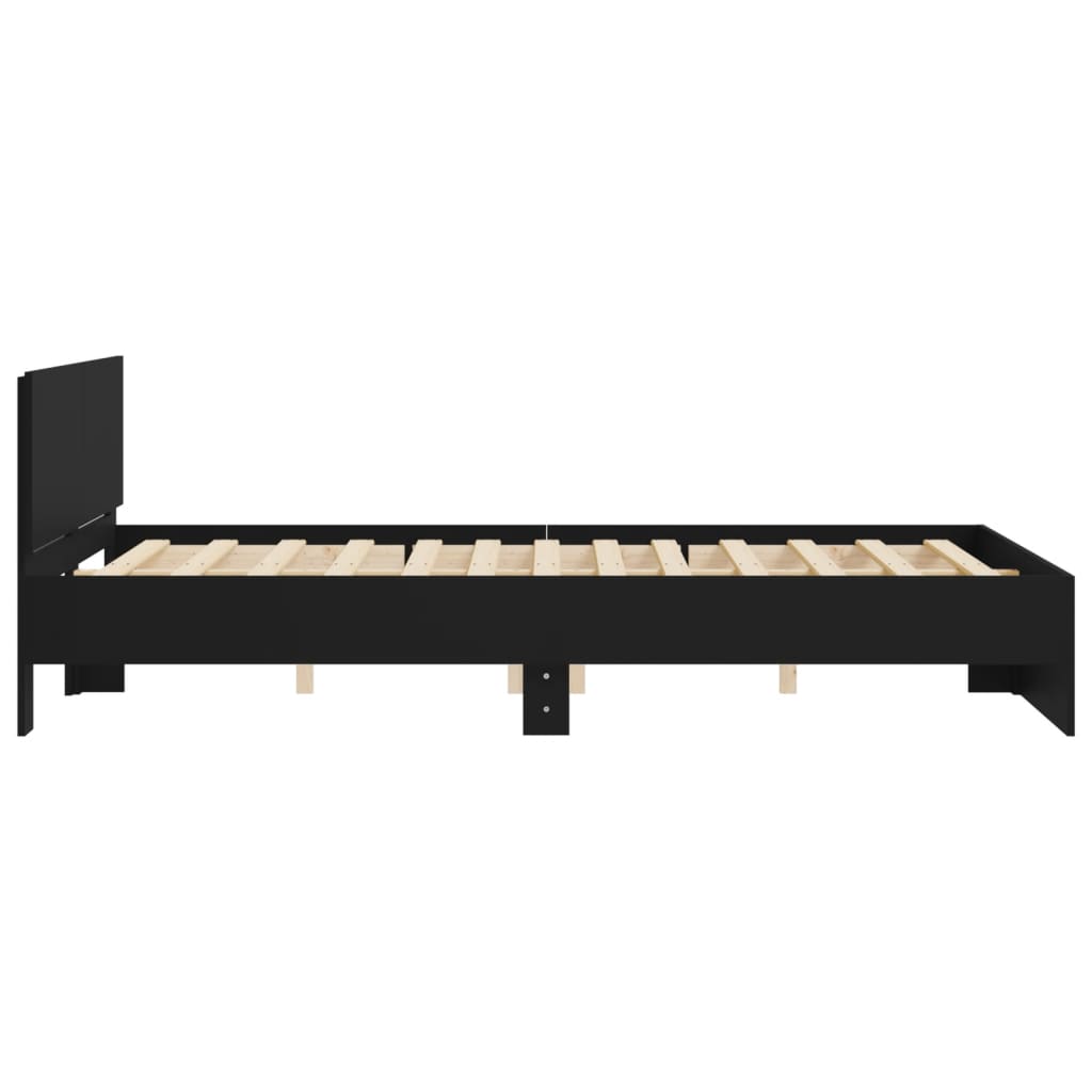 vidaXL Bed Frame | Black | Engineered wood, Plywood | 140 cm x 190 cm | Durable