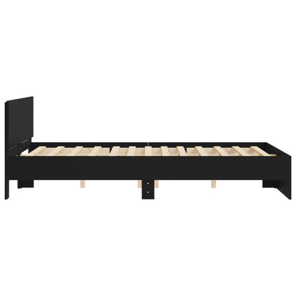 vidaXL Bed Frame | Black | Engineered wood, Plywood | 140 cm x 190 cm | Durable