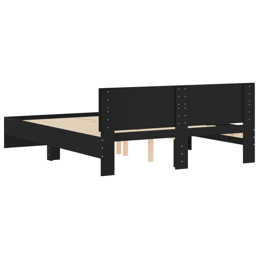 vidaXL Bed Frame | Black | Engineered wood, Plywood | 140 cm x 190 cm | Durable