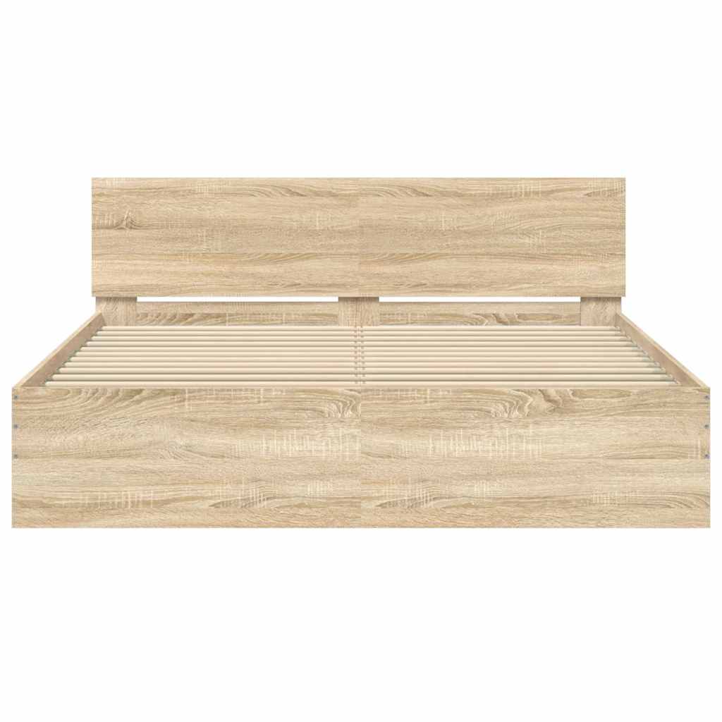 vidaXL Bed Frame | Sonoma Oak | Engineered Wood | Double | Durable | Bed Frame