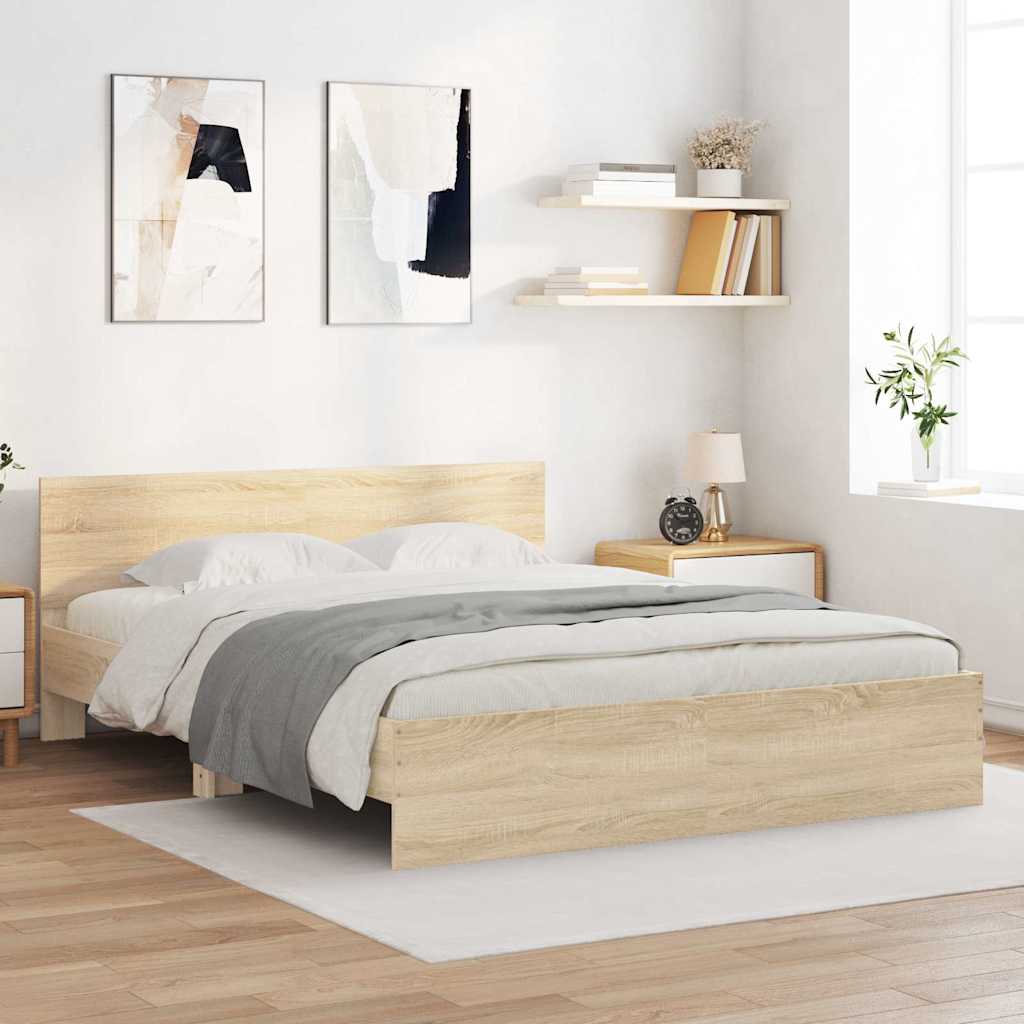 vidaXL Bed Frame | Sonoma Oak | Engineered Wood | Double | Durable | Bed Frame