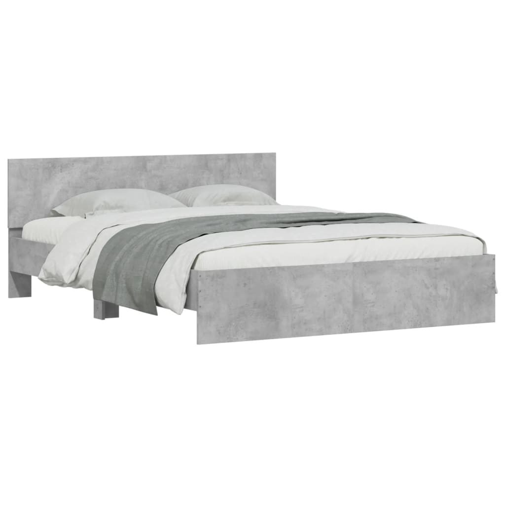 vidaXL Bed Frame | Concrete grey | Engineered wood, Plywood | Double | Durable