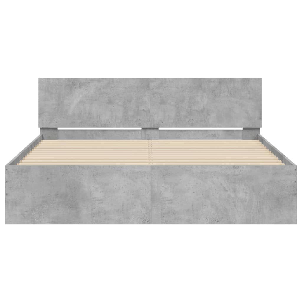 vidaXL Bed Frame | Concrete grey | Engineered wood, Plywood | Double | Durable
