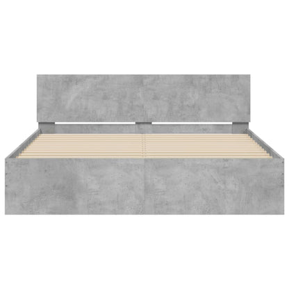 vidaXL Bed Frame | Concrete grey | Engineered wood, Plywood | Double | Durable