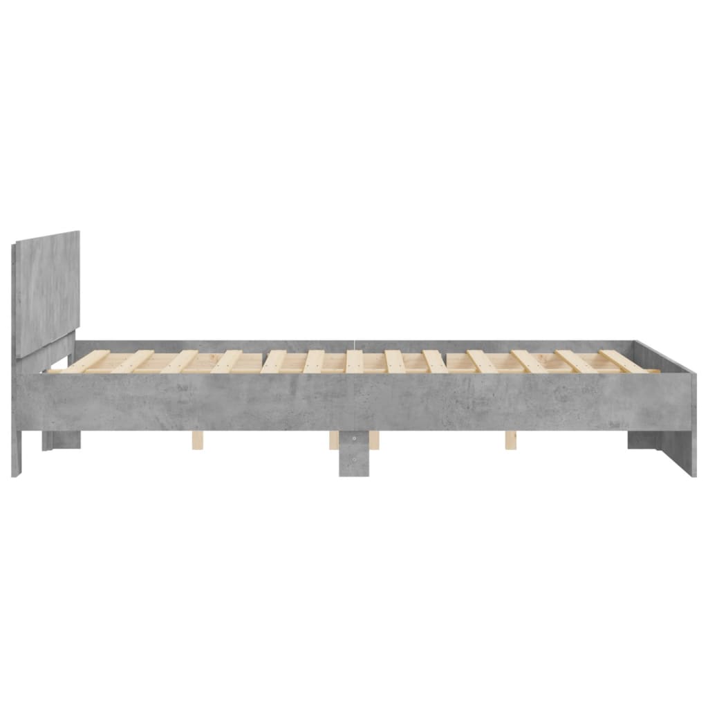 vidaXL Bed Frame | Concrete grey | Engineered wood, Plywood | Double | Durable