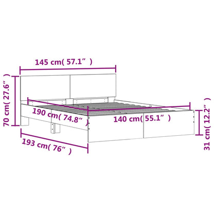 vidaXL Bed Frame | Concrete grey | Engineered wood, Plywood | Double | Durable