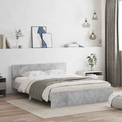 vidaXL Bed Frame | Concrete grey | Engineered wood, Plywood | Double | Durable