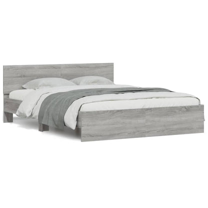 vidaXL Bed Frame | Grey Sonoma | Engineered wood and Plywood | Double | Durable